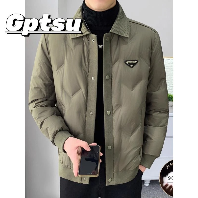 GPTSu男士秋冬轻薄短款羽绒服商务爸爸中老年父亲绒鸭绒保暖外套