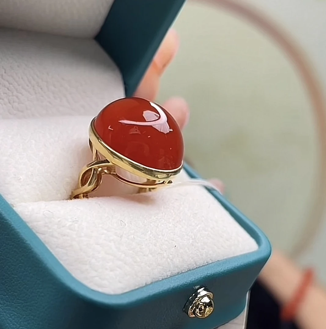 匡氏文玩 18k南红冰红戒指 BYL-NHY200（多样性发货）