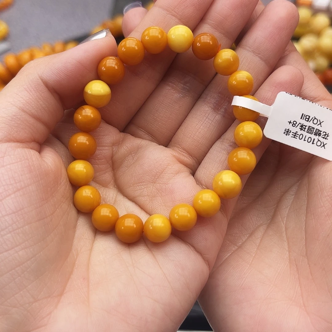 琥珀未镶嵌手链8m花蜡