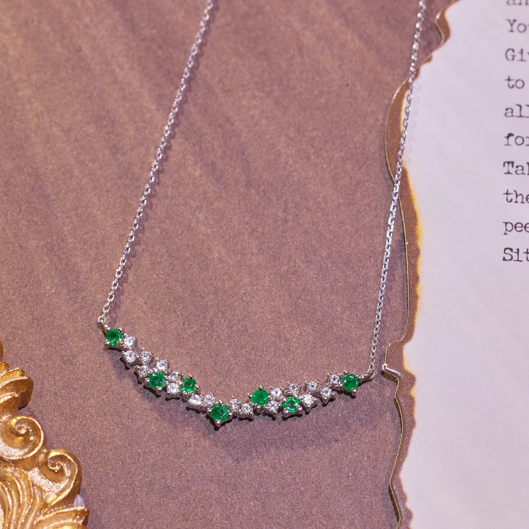 非遗好物分享【歪歪】祖母绿锁骨链18K金镶嵌 XB-Q2149