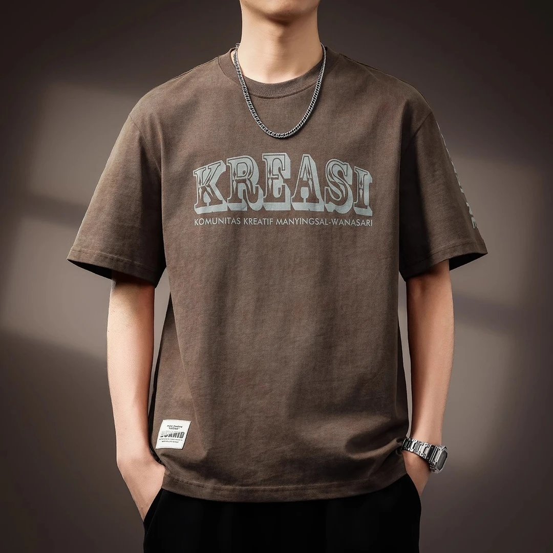 U&PURA高端美式重磅纯棉印花短袖男夏潮牌复古圆百搭舒适简约潮流