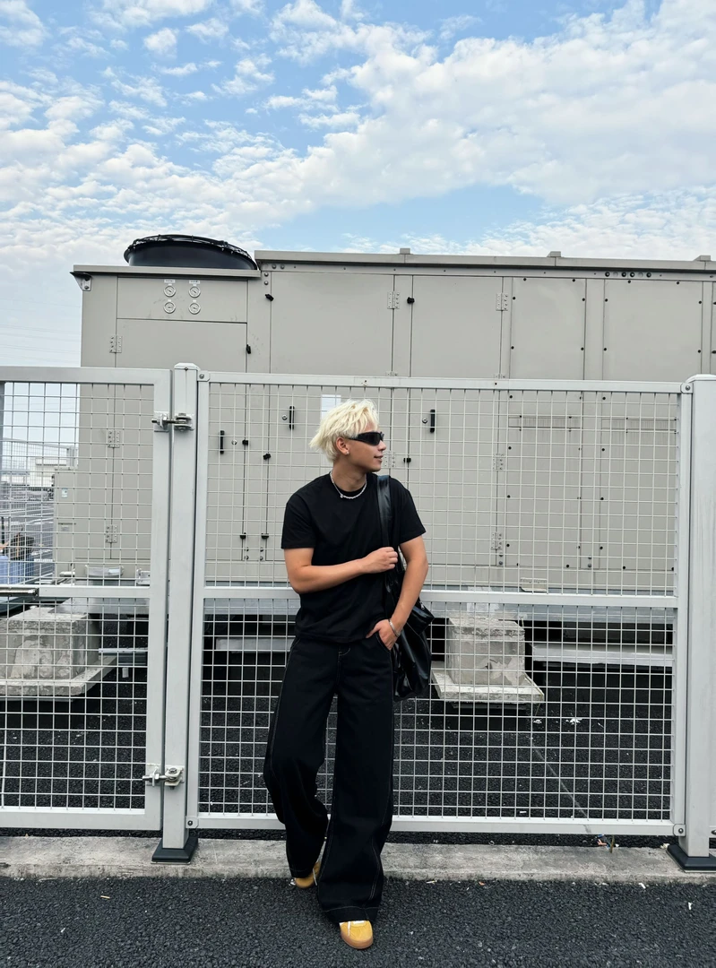 【TSZ】夏季美式立体裁剪遮肉显瘦明线设计百搭男女弯刀阔腿牛仔裤