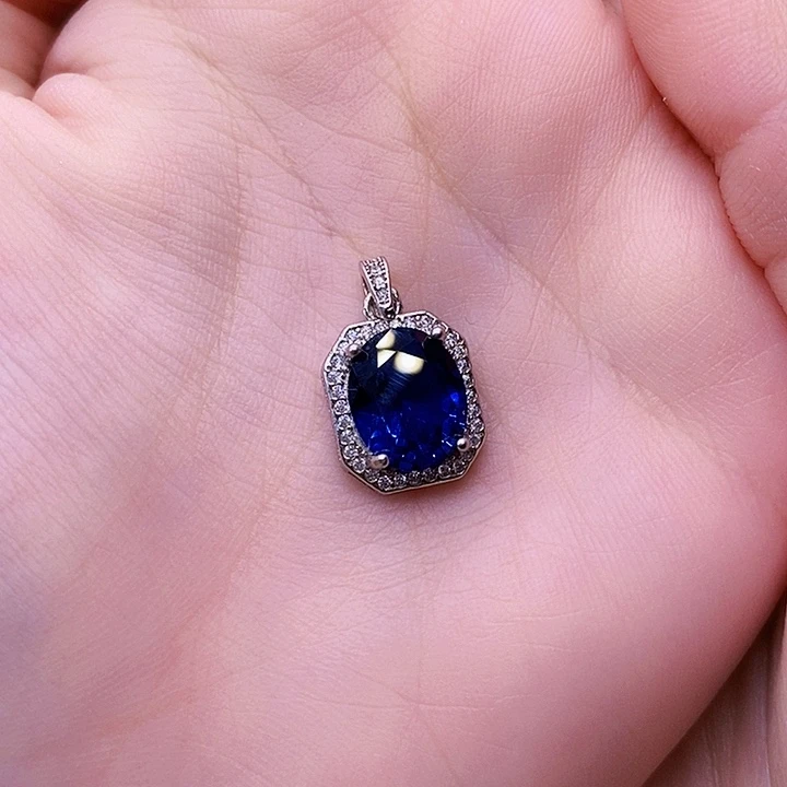 吊坠(赠链)银S925镶嵌蓝宝石