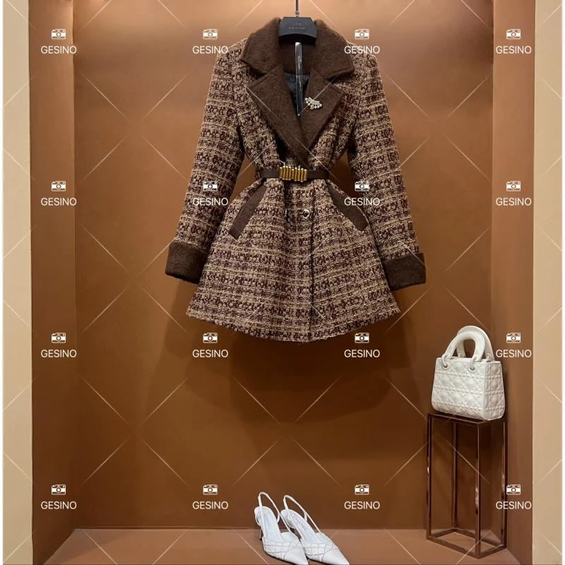 【丽】秋冬气质小香风时尚设计师中长款外套 QD-2025321