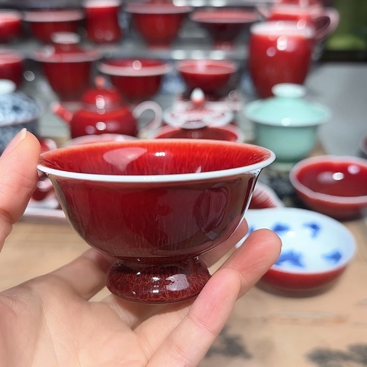 景德镇陶瓷红马坊高脚杯