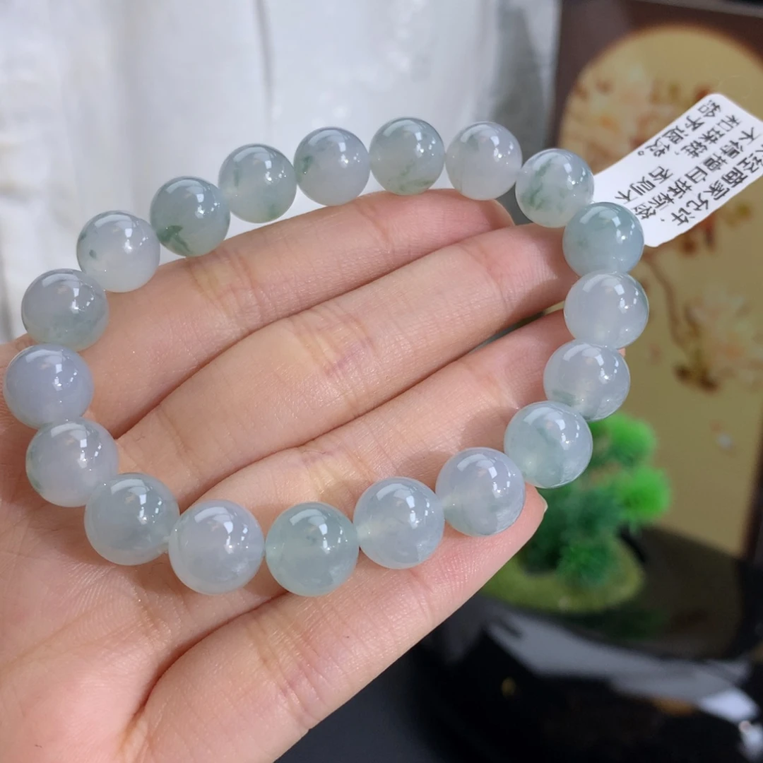 未镶嵌手串翡翠卡10冰胶飘绿花