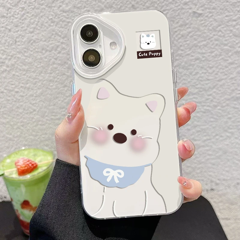 可爱镂空西高地小狗卡通小熊小猪适用苹果16pro手机壳一加小米华