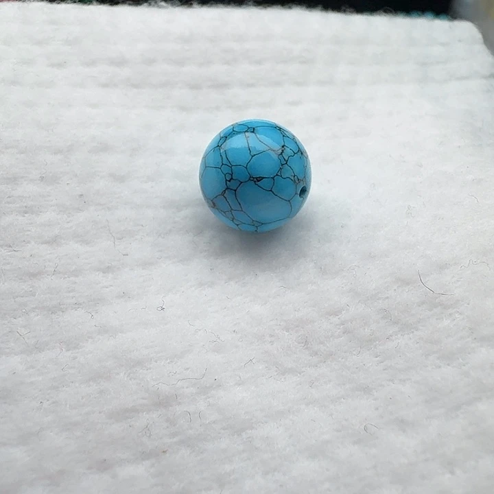 尺寸：14左右蓝网花纹圆珠 一颗