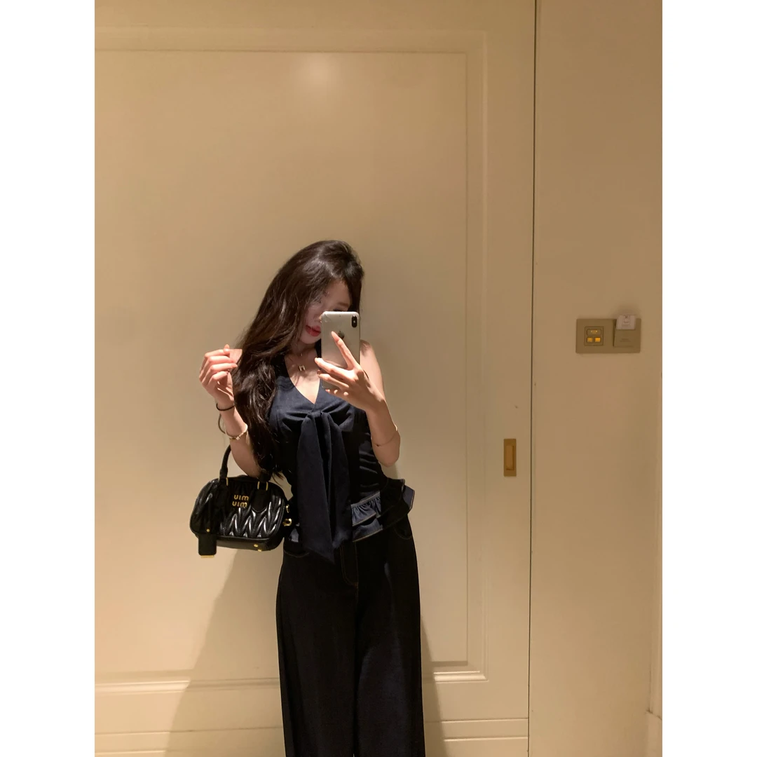 withmin白兔 俏束夏日 复古百搭休闲慵懒显瘦阔腿牛仔裤2523246