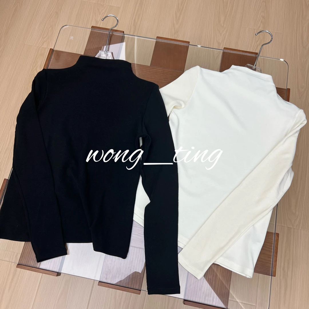 Wong_ting小众设计师纯色半高领长袖百搭内搭打底衫7922