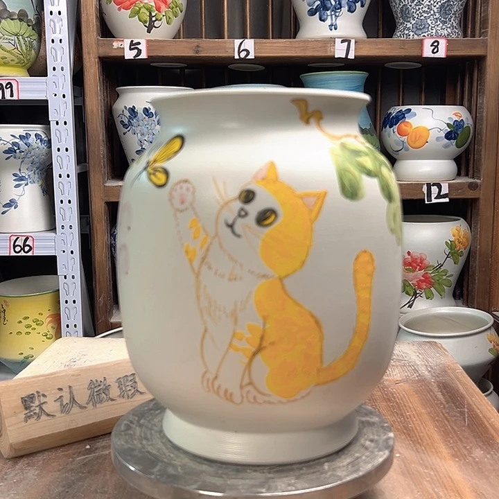 陶高27冬瓜招财猫陶瓷