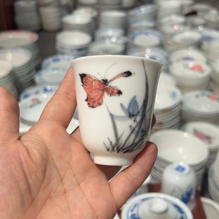 醴陵高温瓷釉下手绘80毫升作品杯