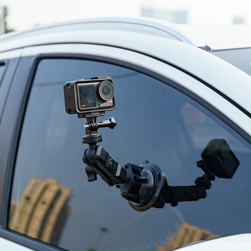 适用大疆gopro影石运动相机车载吸盘式支架汽车拍摄车载手机支架