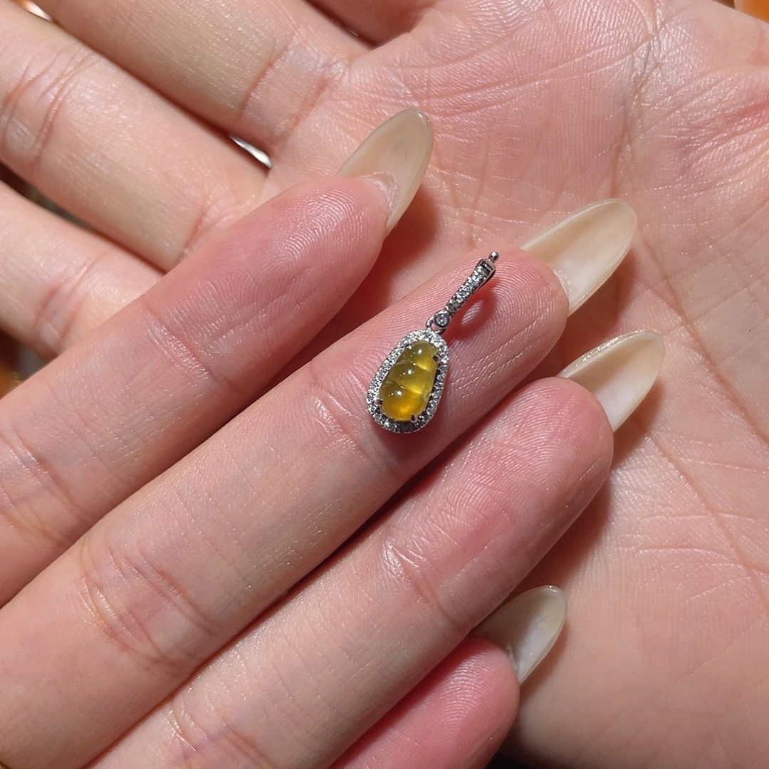 安***闪翡翠18K金镶嵌吊坠(不含链)