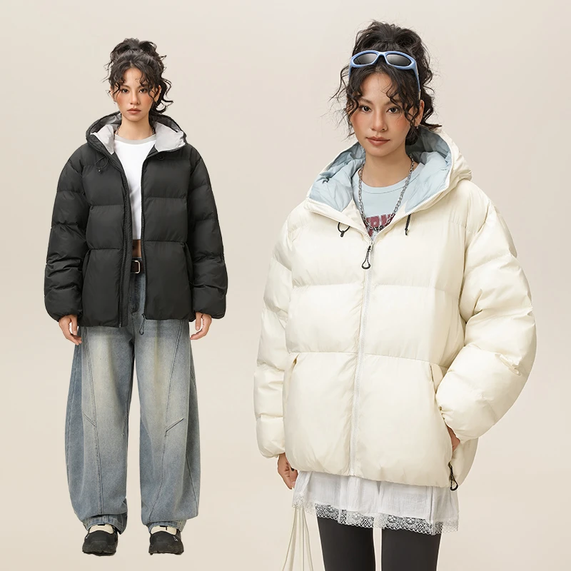 摇滚部落基础连帽面包服棉服冬季2025新款宽松加厚夹棉保暖外套