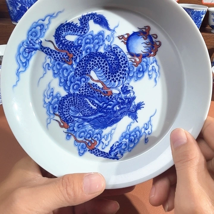 记***间青花手工手绘龙纹