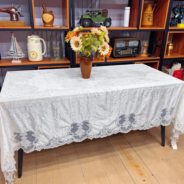 纯白色绒布桌布欧式风格简约时尚桌布1947