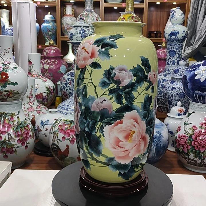 瓷片景德镇陶瓷牡丹花瓶