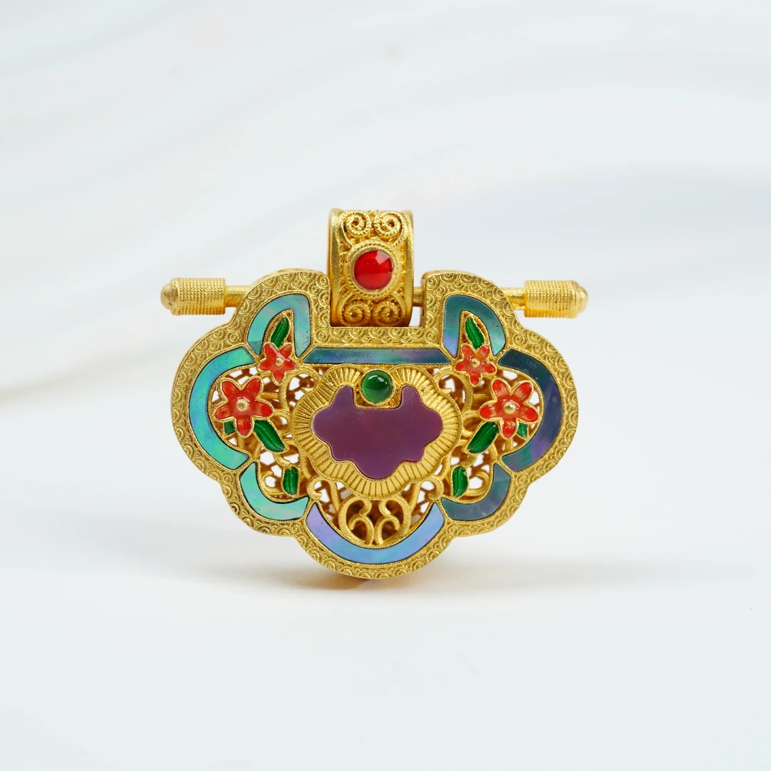 【小北严选】足银镶嵌翡翠吊坠带袋【约26*34mm】-DH34X450