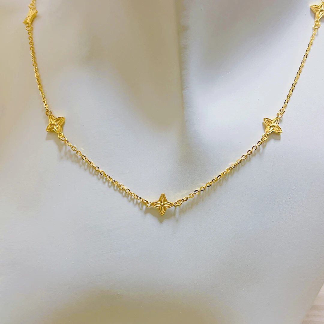 足金999十字老花套链精致仙女国潮黄金五花