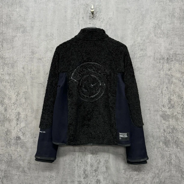 未使用 MONCLER 蒙口藤原浩刺绣Logo泰迪拼接毛呢夹克/WK330/L码