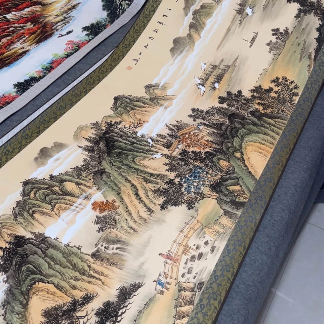 溪山隐逸横幅国风装饰画茶台茶室书房21070