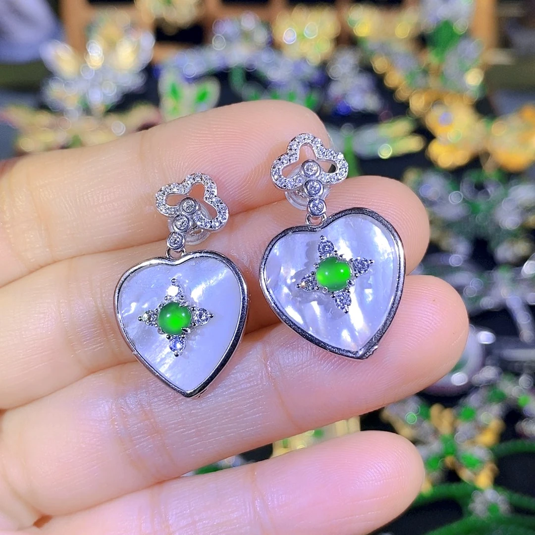 吊坠(不含链)银S925镶嵌翡翠