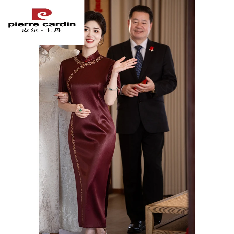 皮尔卡丹旗袍喜婆婆婚宴装新款新款女夏季礼服妈妈高端轻奢高雅感