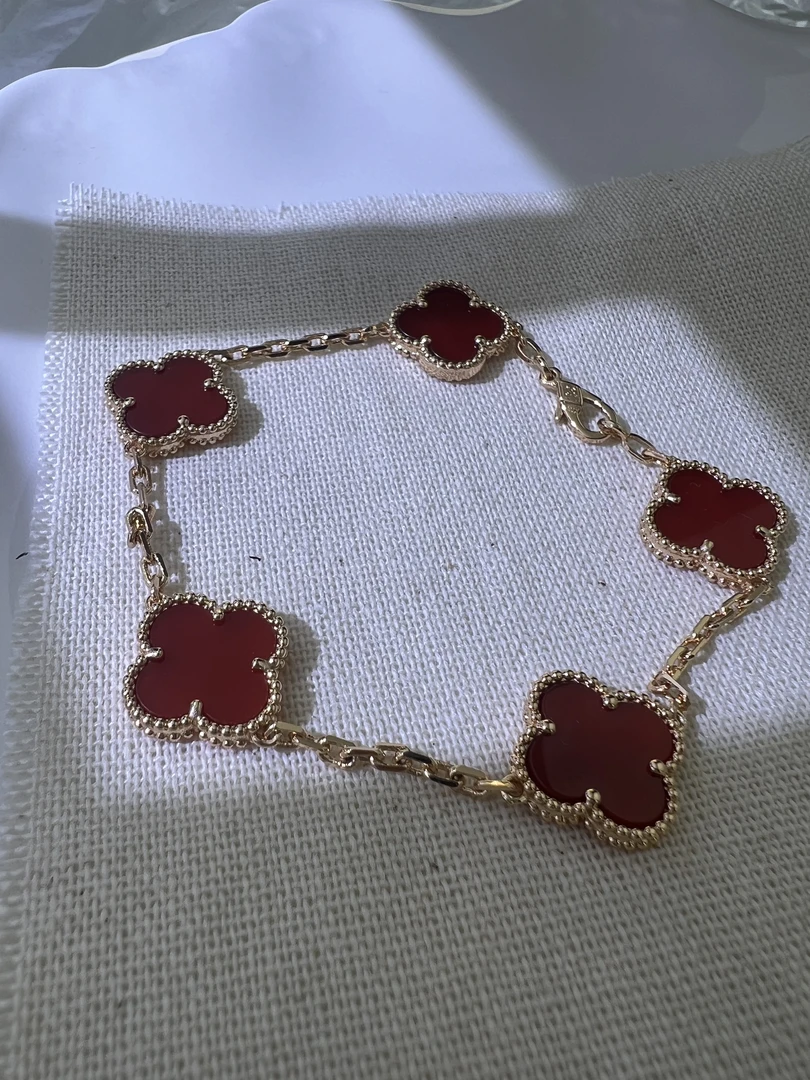 铜合金手链 Su·Jewelry 手链 [红色四叶草] 素款经典双面百搭时尚