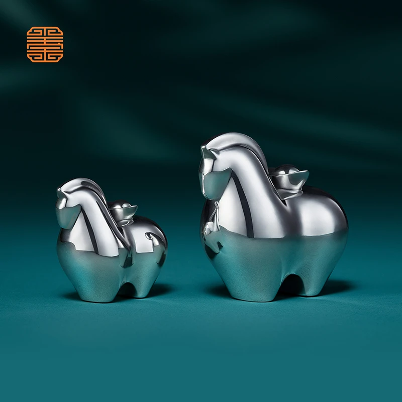 足银银制品 玺匠金铺《马上有钱》足银999摆件马年吉祥物新年礼物