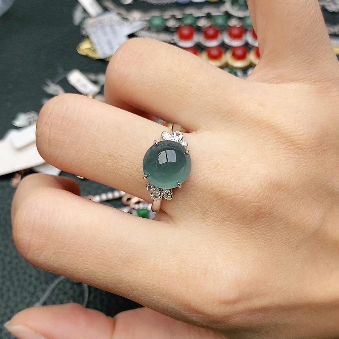 翡翠银S925镶嵌戒指