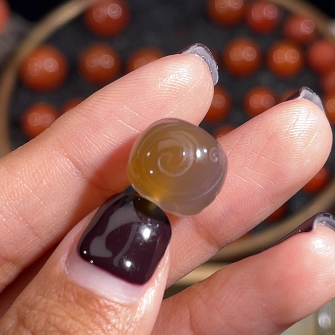 未镶嵌博古纹老型珠 12.8x11mm 不换退玛瑙/玉髓