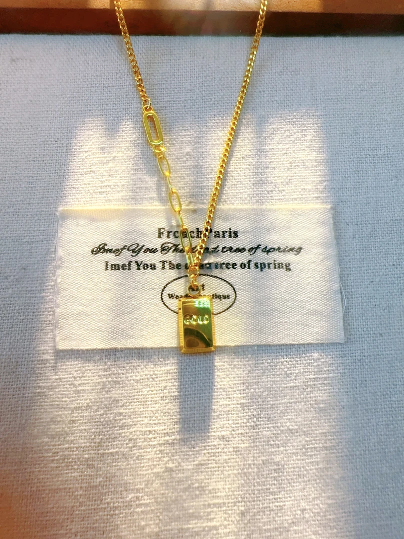 项链 项链 光面暴富小方砖项链1088