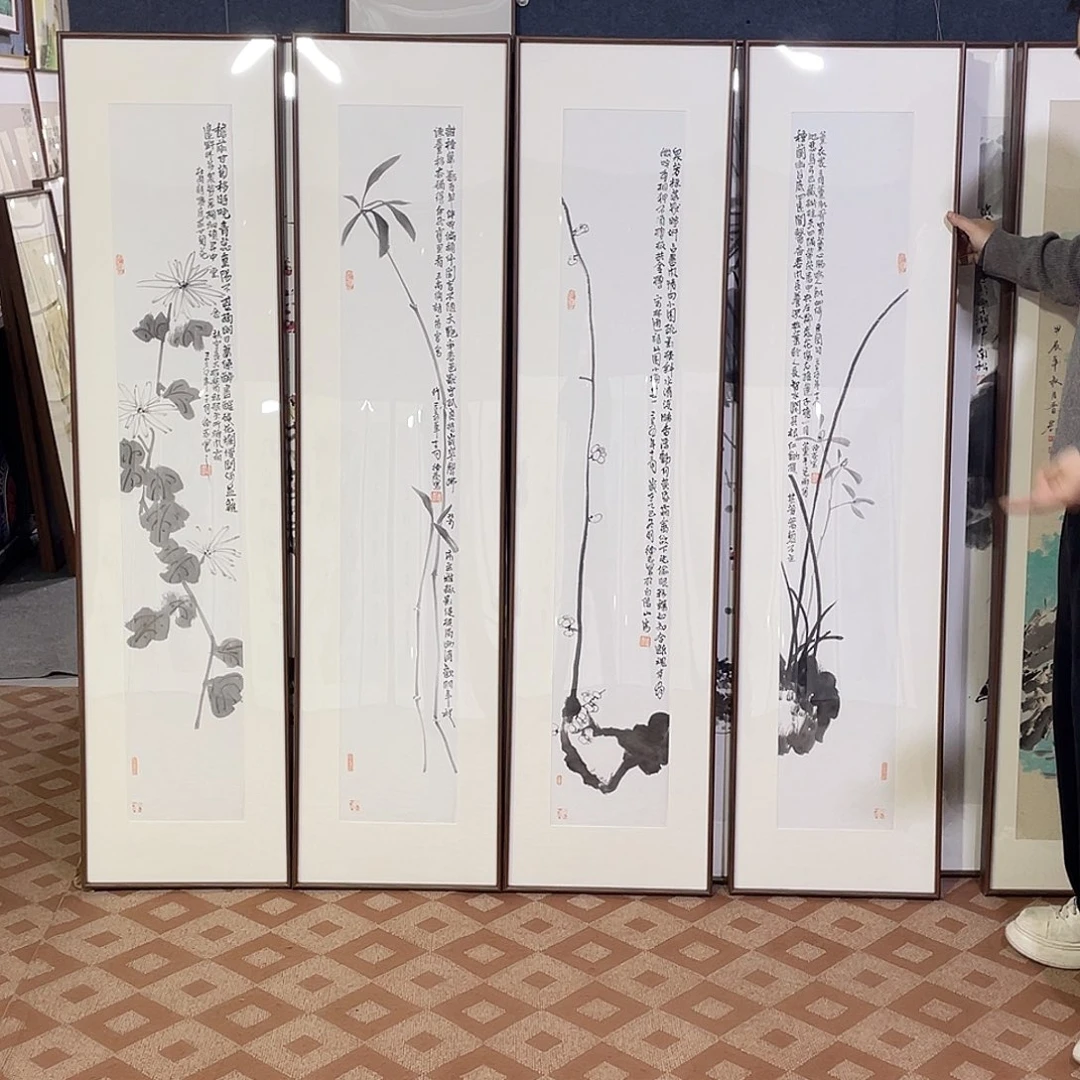 国画手绘画作品带框