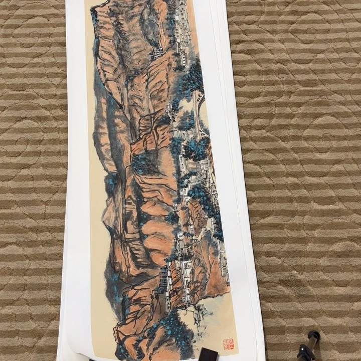 国画花鸟等图案为一体的