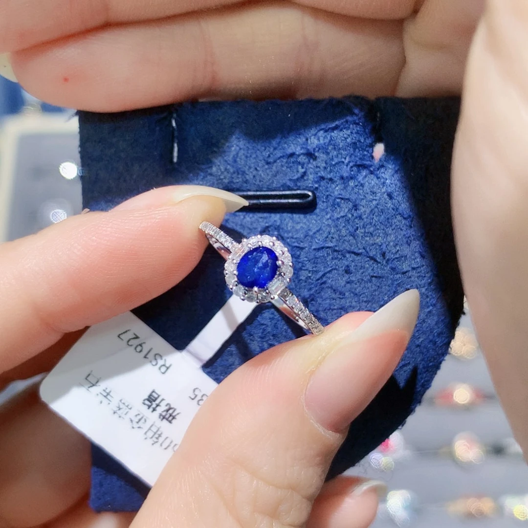 【闪购商品】戒指蓝宝石铂Pt850镶嵌小蛋面戒指