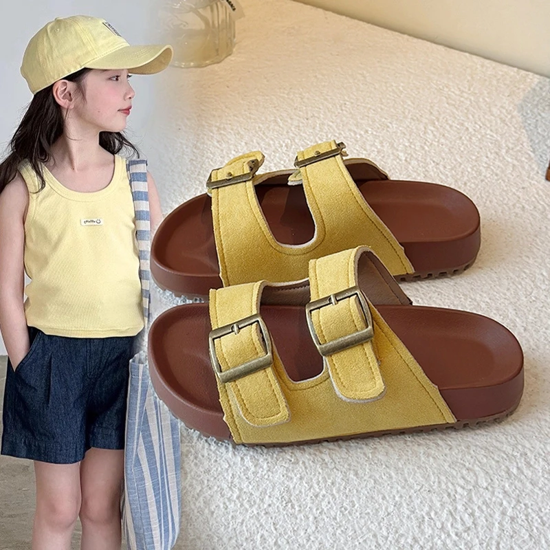 ABC 女童凉拖鞋2025夏季新款韩版软底一字拖儿童外穿防滑勃肯拖鞋