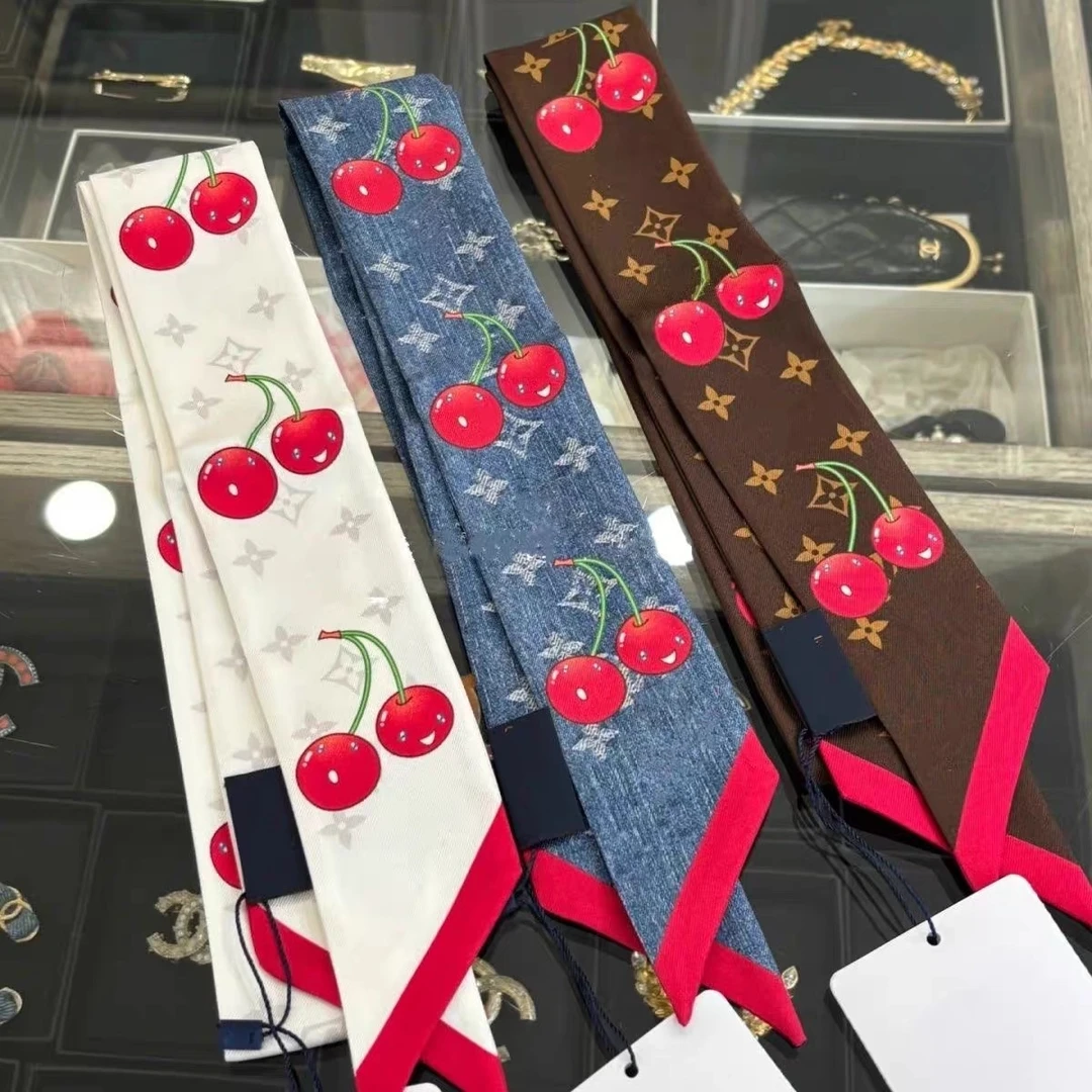 【高版本“樱桃】5*120飘带100%桑蚕丝双面双织L家樱桃娜娜村上隆