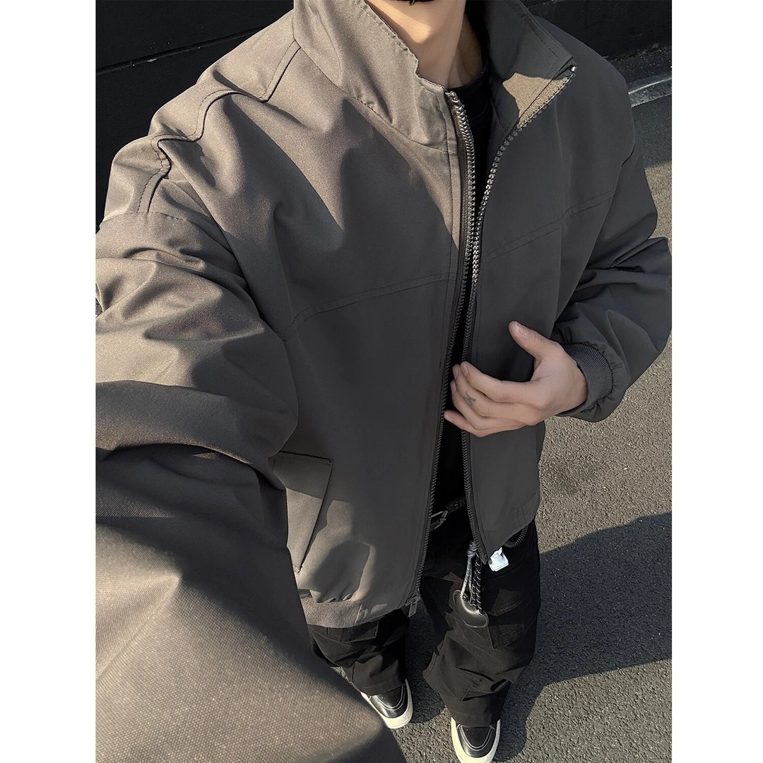 立领休闲外套男春季潮牌cleanfit三防工装美式教练夹克炸街高级感