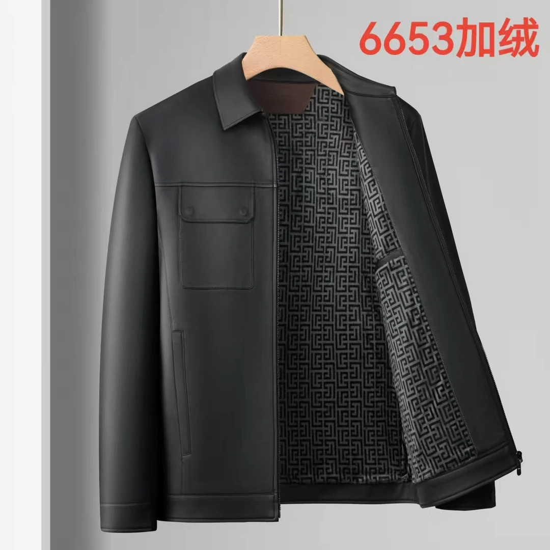 【卡蔻】6653男士 欧洲植物蛋白皮衣秋冬休闲商务百搭时尚翻领