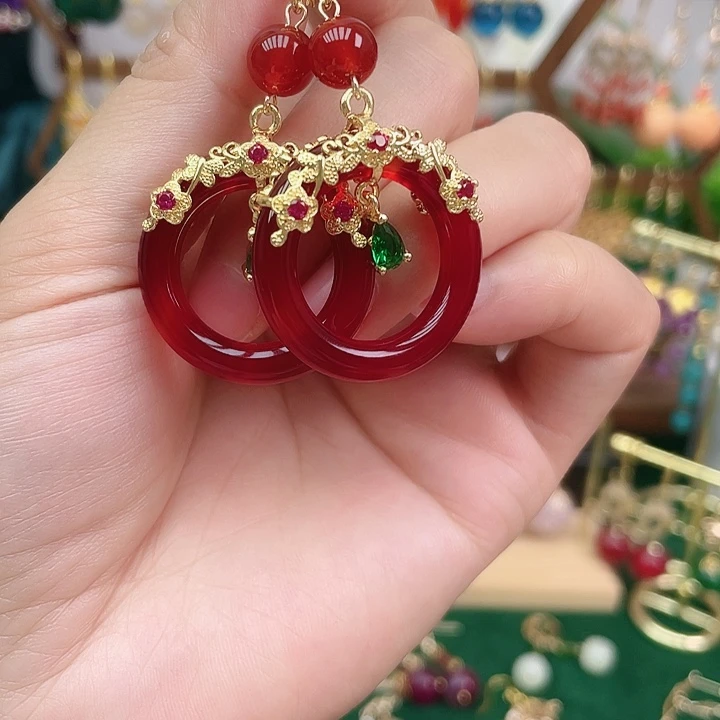合金耳饰玛瑙/玉髓