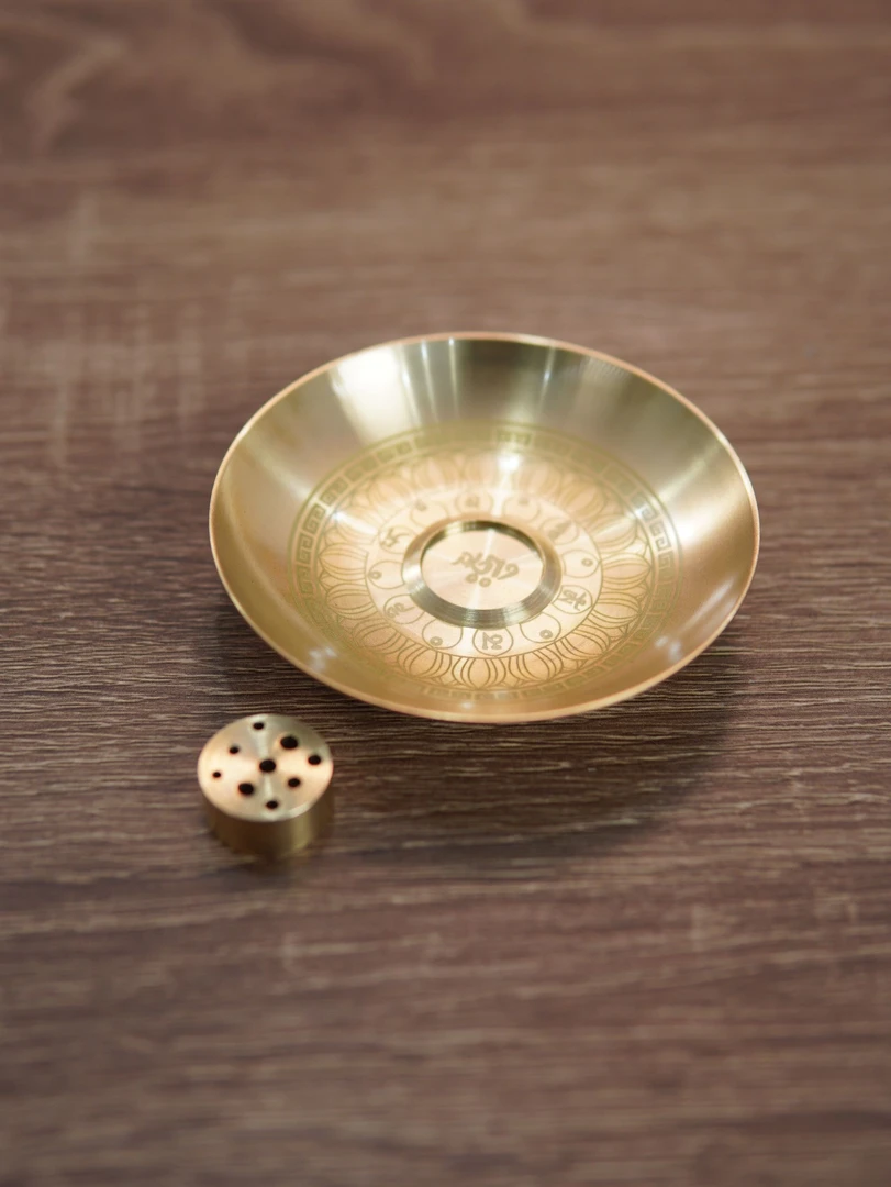 沉财沉香 纯铜 香盘 9孔香插