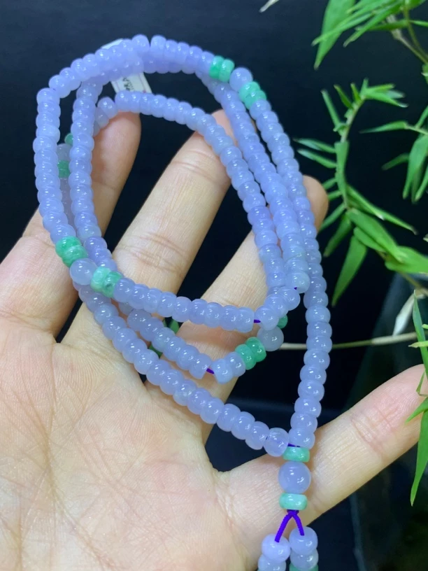 紫罗兰算盘珠项链天然翡翠A货1.27珠珠时尚