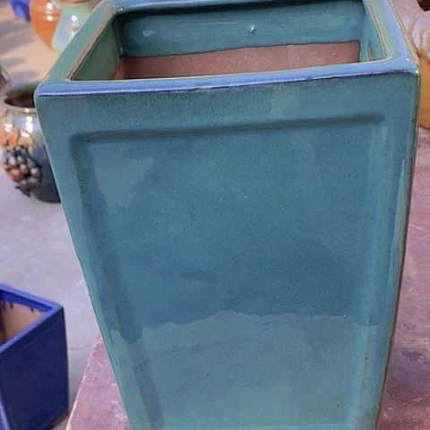 紫砂花盆口17高度24绿色