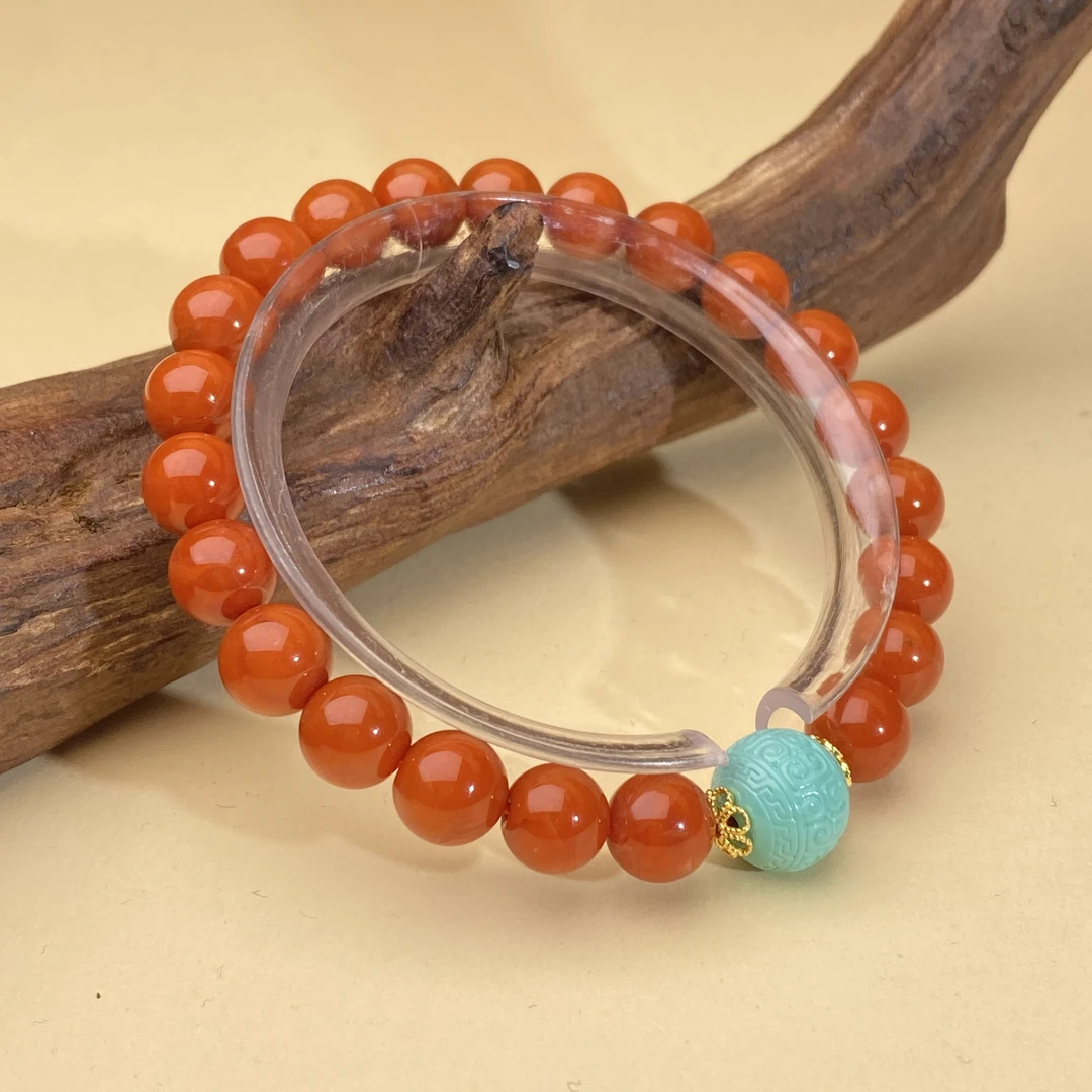 【小北好物】南红DIY单圈圆珠手串20-17QL08X172【多样性发一】约8mm