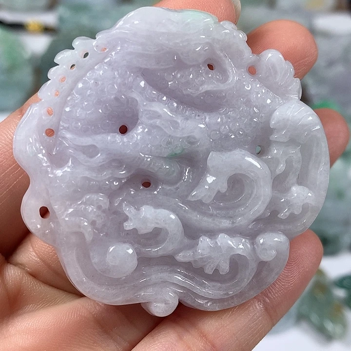 翡翠未镶嵌颈饰仿古龙行天下两面工艺福利