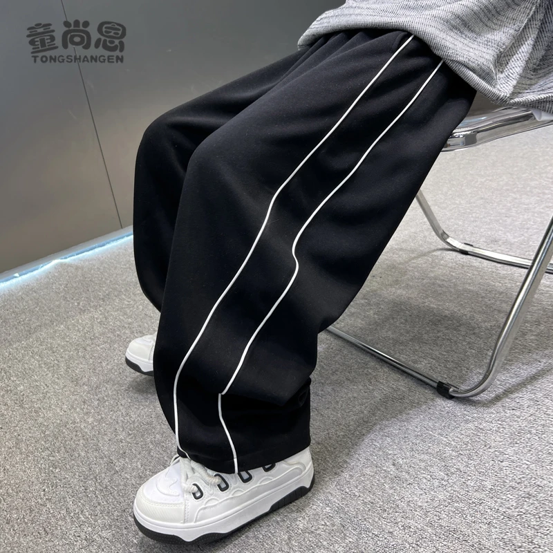 男童弯刀裤春秋款2025新款儿童裤子大童运动裤男孩休闲长裤宽松潮