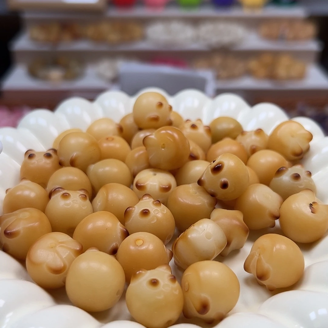 手串菩提根/象牙果瑕疵炭烧章鱼兔20颗有裂