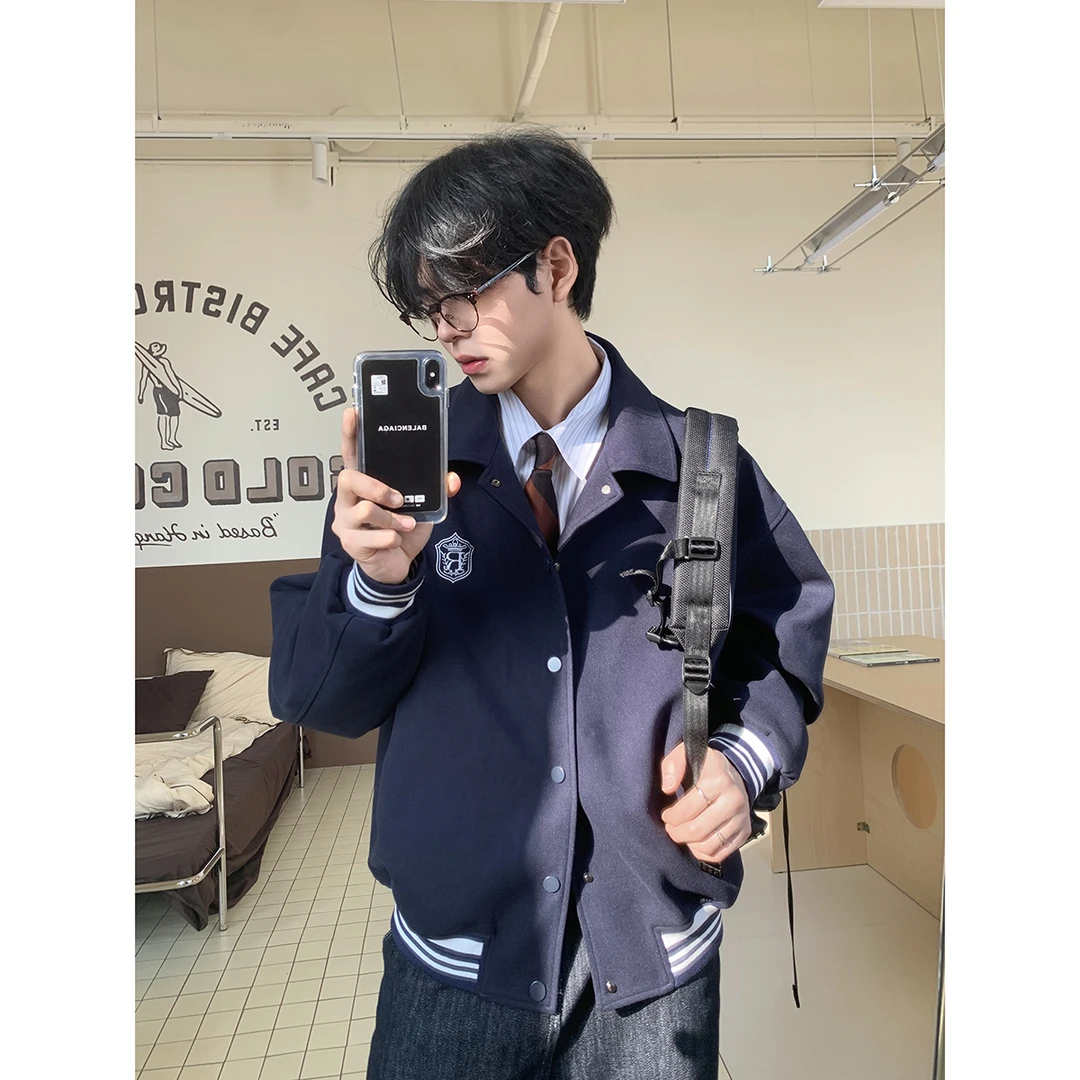 白口阳【剑桥学长】英伦学院绣花棒球服男2025年新款春季外套J270