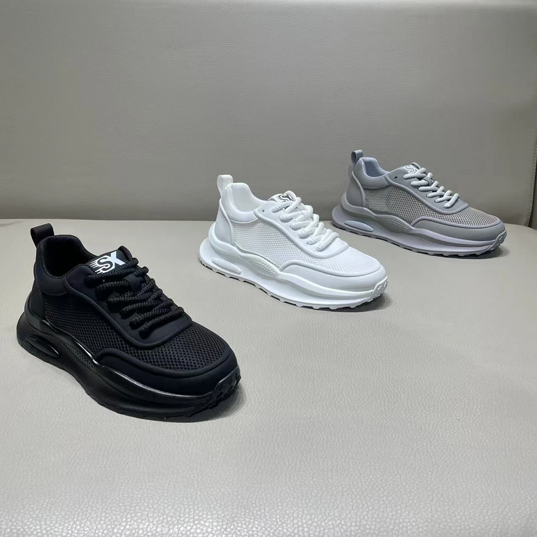 纯色圆头透气素面厚底夏季网面鞋男款休闲春季秋季潮鞋百搭潮流